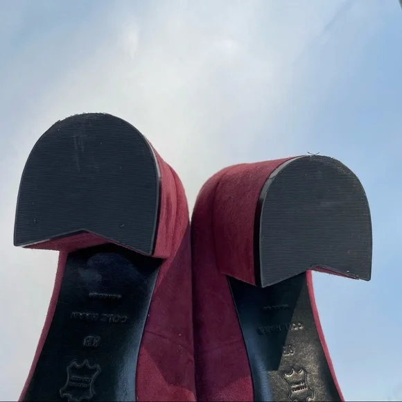 Cole Haan Eliree Pump 55mm Block Heel Burgundy Wine Suede Leather Sole Size 8 - Picture 8 of 15
